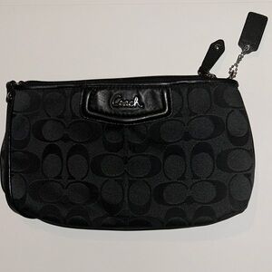 Coach Signature C Black Jacquard Wristlet Pochette